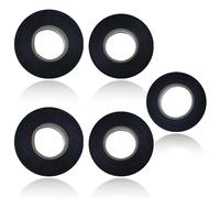 JRSHIRLEYLTD Lot de 5 rubans adhésifs en tissu - 3 tailles - Noir - Pour faisceau de câbles, ruban isolant - Résistant à la chaleur - Pour faisceau de câbles, maison, voiture, moto