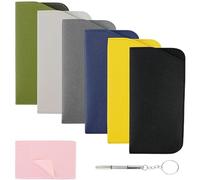 JRSHIRLEYLTD Lot de 6 étuis à lunettes souples pour lunettes de soleil - Portable - Pour homme et femme - Avec 6 chiffons de nettoyage pour lunettes + 1 tournevis, Noir + vert + gris clair + gris