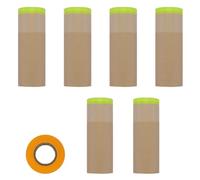 JRSHIRLEYLTD Lot de 6 rouleaux de papier de masquage adhésif Washi avec 1 rouleau de ruban adhésif pour peinture, pulvérisation de peinture (30cm x 15m)