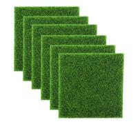 JRSHIRLEYLTD Lot de 6 tapis d'herbe miniatures artificiels réalistes - Décoration de jardin - 15 x 15 cm