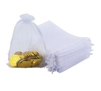 JRSHIRLEYLTD Lot de 60 petits sachets en organza blanc - 13 x 18 cm - Sacs cadeaux en organza pour mariage, anniversaire, Noël