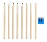 JRSHIRLEYLTD Lot de 8 crayons de couleur arc-en-ciel 4 en 1 - Pour le dessin, le dessin, la peinture et les croquis - Pour adultes - Avec un taille-crayon bleu