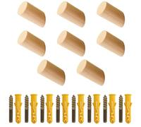 JRSHIRLEYLTD Lot de 8 crochets ronds en bois de hêtre avec vis - Multifonctions - Pour couloir, salon, chambre à coucher, cuisine