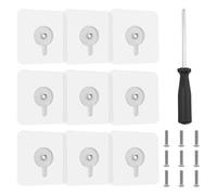 JRSHIRLEYLTD Lot de 9 vis adhésives, vis autocollantes, fixation murale sans perçage, clous adhésifs pour cadre photo, avec vis et tournevis, pour salle de bain, cuisine