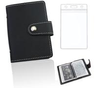 JRSHIRLEYLTD - Porte-cartes de visite, porte-cartes transparent, étui pour cartes de crédit, cuir synthétique noir, 26 emplacements, unisex, slim