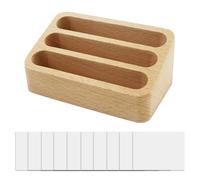 JRSHIRLEYLTD Support de cartes de visite, porte-cartes de visite en bois avec 10 pochettes, boîte à cartes de visite de bureau, pour le bureau, la maison, l'école