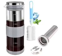 Jrudjsnhhty Cafetière à froid - 800 ml - Filtre en acier inoxydable - Avec brosse à tasse - Pichet d'infusion à froid pour fruits et thé