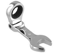 Jrudjsnhhty Clé à cliquet à poignée courte avec tête mobile, clé à extrémité ouverte rapide à double usage, outil de matériel, clé à économie de main-d'œuvre 17 mm