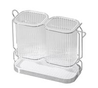 Jrudjsnhhty D- Porte-brosse à dents pour salle de bain, 2 tasses, support mural pour brosse à dents, séparation sèche et humide, plastique amovible, fabrication soignée