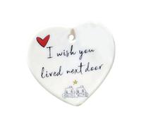 Jrudjsnhhty Décorations de Noël en forme de cœur à suspendre en céramique, décoration parfaite pour les amis, les couples, le sapin de Noël