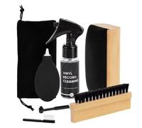 Jrudjsnhhty Kit de nettoyage 7 en 1 pour disque vinyle - Brosse à manche en bois - Brosse en velours - Stylets de souffleur d'air - Brosse et sac de rangement