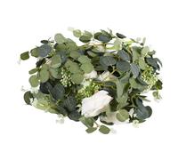 Jrudjsnhhty Lot de 2 guirlandes d'eucalyptus avec rose champagne, guirlandes de verdure en vrac artificielles en soie florale d'eucalyptus feuilles de vigne (A)