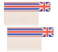 Jrudjsnhhty Lot de 50 pics à cocktail avec drapeau du Royaume-Uni - Parfait pour les fêtes et les reines des barbecues