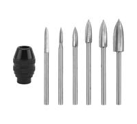 Jrudjsnhhty Lot de 7 outils de sculpture sur bois, tige de 0,3 cm, outil de gravure HSS, accessoires d'artisanat en bois avec mandrin 4486 pour outil