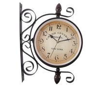 Jrudjsnhhty Nouvelle montre de style rétro européen innovant mode double face horloge murale horloge murale design moderne