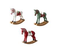 Jrudjsnhhty Petit pendentif en forme de cheval à bascule tridimensionnel - Décoration rétro - Vert + rouge + blanc