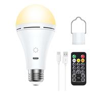 Jrudjsnhhty Smart Touch Dimming Ampoule LED sans fil rechargeable USB 3 couleurs Température Interrupteur de minuterie pour extérieur Maison 1 pièce