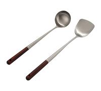 Jrudjsnhhty Spatule et louche pour wok, spatule de 43,2 cm, spatule pour wok, spatule en acier inoxydable