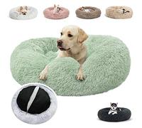 JRUI Lit Apaisant Comfy pour Chat et Chien, Coussin Dehoussable et Lavable, Panier Donut M-60cm, Vert Clair