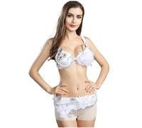 JRUIA Costume De Compétition De Danse Orientale Vêtements d'halloween pour Femme Robes De Danse Orientale Tribale Ensemble Soutien-Gorge Et Ceinture,Blanc,L