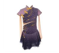 JRUIA Costume De Patinage De Dame Robes De Compétition De Patinage sur Glace pour Filles Teinture De Halo Rouge Noir Usure De Patinage Artistique Professionnel Jupe De Gymnastique,Violet,XXXL