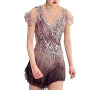 JRUIA Filles De La Jupe De Performance De Patinage sur Glace Artistique Robes De Patinage De Concours Professionnel De Danse pour Femmes Justaucorps De Gymnastique Rythmique,A,5_8Years