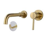 JRUIA Raccord De Vanité Monté À Chasse d'or Batterie De Vanité À 2 Trous Rincer Mauvais Fauchahn Pâte De Mélange Unique Pivotante À 360 ° du Robinet en Laiton