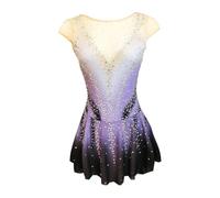 JRUIA Robe De Compétition De Patinage De Glace De Danse pour Femmes Girls sans Manches Costumes De Performance De Patinage Artistique Comprendre La Jupe De Patinage Gymnastique,A,11_13Years