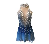 JRUIA Robe De Compétition De Patinage De Glace De Danse pour Femmes Girls sans Manches Costumes De Performance De Patinage Artistique Comprendre La Jupe De Patinage Gymnastique,Bleu,15_16Years