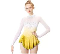 JRUIA Robe De Concours De Patinage Artistique pour Les Filles Pente Jupe De Performance De Patinage sur Glace Professionnelle Dance Féminine Rythmique Gymnastique Justaucorps,G,11_13Years