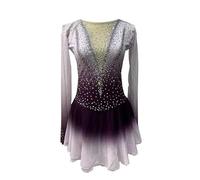 JRUIA Robe De Patinage Artistique pour Enfants Costume De Compétition De Patinage sur Glace Dégradé pour Filles Tenues De Danse À roulettes Vêtements De Gymnastique De Ballet,A,M