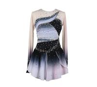JRUIA Robe De Patinage sur Glace des Filles Teinture Usure De Patinage Artistique De Compétition Professionnelle Manche Longue Gymnastique pour Femmes Strass,A,5_8Years