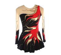 JRUIA Robe De Sport De Patinage Artistique pour Les Filles Costume De Concours De Patinage Dégradé sur Glace pour La Danse Féminine Tenue De Justaucorps De Spectacle De Gymnastique,Noir,11_13Years