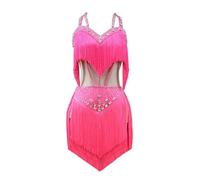 JRUIA Robes De Compétition De Danse Latine À Franges Costumes De Danse Cha Cha Ajourés pour Femme Vêtements De Danse Dos Nu pour Salsa Et Tango Jupe Brillante pour Rumba Et Samba,O,XL