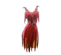 JRUIA Robes De Compétition De Danse Latine Professionnelles Costume De Danse Cha Cha Haut De Gamme pour Femme Vêtements De Danse De Salon sans Manches Exquise Tenue De Tango,B,L