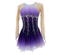 JRUIA Robes De Compétition De Patinage Artistique pour Femmes Dégradé Violet Vêtements De Danse De Patinage sur Glace Professionnels pour Filles Vêtements De Gymnastique,Violet,5_8Years