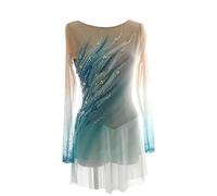 JRUIA Robes De Concours De Patinage Artistique pour Filles Costume De Performance Sportive De Patinage sur Glace Dance De La Danse pour Femmes Justaudes De Gymnastique,A,11_13Years