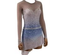 JRUIA Robes De Concours De Patinage Artistique Professionnel Jupe De Patinage Sportif De Glace Artistique des Filles Manche Longue Gymnastique Cristaux Faits À La Main,A,5_8Years