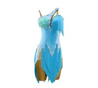 JRUIA Robes De Danse Latine Professionnelles pour Femmes Costume De Compétition De Danse De Salon sans Manches Tenue De Tango avec Pompons Superposés Et Strass,B,XL