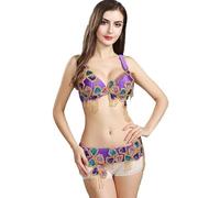JRUIA Robes De Danse Orientale pour Femme Tenues De Carnaval pour Adultes Ensemble 2 Pièces Haut, Soutien Gorge Et Ceinture De Danse Orientale,A,S