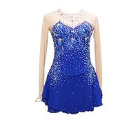 JRUIA Robes De Patinage À roulettes pour Filles pour La Compétition Jupe De Patinage Artistique pour Femmes Costumes De Performance De Sports d'hiver Vêtements De Gymnastique,Bleu,15_16Years