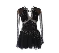 JRUIA Robes De Patinage Artistique Compétition De Patinage sur Les Rouleaux De Glace pour Filles Creux Justaucorps De Gymnastique Artistique pour Femmes Costume De Patinage De Ballet,Noir,5_8Years