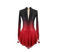 JRUIA Robes De Patinage sur Glace des Filles Teinture De Halo Rouge Noir Espoir du Concours De Patinage Artistique Strass Dance Féminine Rythmique Gymnastique Justaucorps,Rouge,S