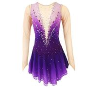JRUIA Robes De Patinage sur Glace pour Filles pour Compétition Professionnelle Teinture Halo Multicolore Vêtements De Patinage Artistique Justaucorps De Gymnastique pour Femmes,A,5_8Years