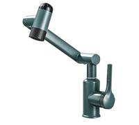 JRUIA Robinet De Salle De Bain À Bras Robotisé Blanc Laiteux, Robinet D'évier De Cuisine Rotatif À 360°, Alimentation en Eau Chaude Et Froide, Plusieurs Modes De Distribution d'eau,Vert