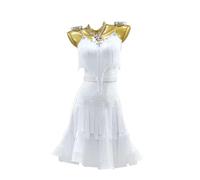 JRUIA Tenue De Compétition De Danse Latine À Franges Robes De Danse De Salon Tenue De Tango Professionnelle pour Femme Tenue De Cha Cha Jupe Ornée De Cristaux pour La Rumba,C,XL