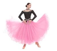 JRUIA Tenue De Danse De Compétition Tango Danse De Salon pour Femme Robe De Spectacle pour Flamenco Danse Moderne Tenue sans Bretelles pour Valse Ou Salsa Jupe Ample pour Le Swing,A,S