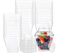JRUKM 150PCS 5 oz|150ML Mini Tasses à Dessert Verrines Gobelets à Dessert Réutilisables avec Couvercles & Cuillères Bols à Dessert Transparent Pour Mousse Crème Glacée au Pudding Gâteau aux Fruit