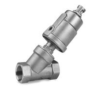 JRXFXEKW 1/4" 3/8" 1/2" 3/4" 1" BSPT Female Thread Y-Shaped 304 Stainless Steel Pneumatic Actuated Angle Seat Valve for Water Gas Oil(1/4",BSPT_Plastic Head_Normally Open)