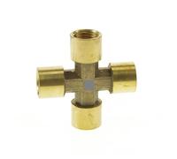 JRXFXEKW 1/4" BSP Female 4 Way Cross Pipe Brass Fitting Connectors Pipe Adapter Coupler